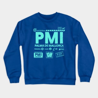 Vintage Palma de Mallorca PMI Airport Code Travel Day Retro Travel Tag Crewneck Sweatshirt